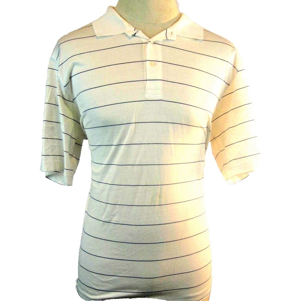 Mens Polo Ralph Lauren Golf White Cotton Striped Golf Polo SS Shirt sz L